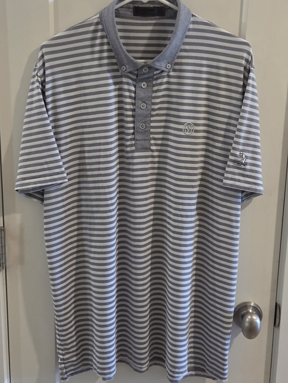 G/Fore Striped Performance Golf Polo Shirt Pinehurst Golf Course - Size XL - Whi